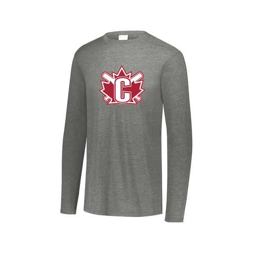 [FTLCUBGY-AXS-LOGO2] Decker Men's Tri-Blend T-Shirt - Long Sleeve (Adult XS, Gray, Logo 2)